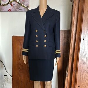 Lauren Ralph Lauren Petite Women's Navy Military Inspired Blazer w/ Gold Accents